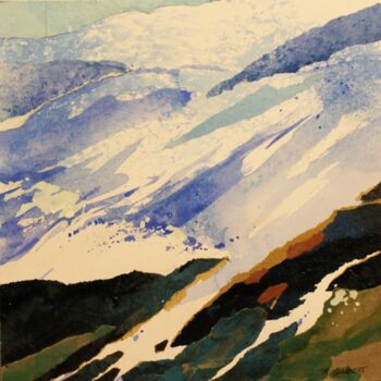 Painting titled "hivernale 23" by Raymond Guibert, Original Artwork, Watercolor Mounted on Cardboard