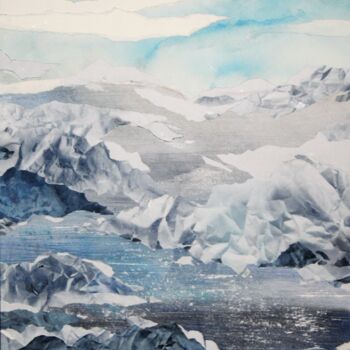 Pintura intitulada "grand glacier" por Raymond Guibert, Obras de arte originais, Aquarela