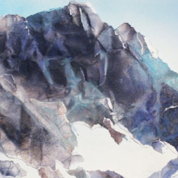 Peinture intitulée "rocher mauve" par Raymond Guibert, Œuvre d'art originale, Aquarelle