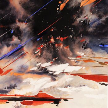 Painting titled "apocalypse" by Raymond Guibert, Original Artwork, Watercolor