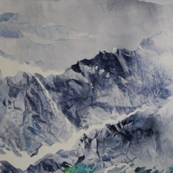 Collagen mit dem Titel "Grand glacier" von Raymond Guibert, Original-Kunstwerk, Collagen Auf Holzplatte montiert