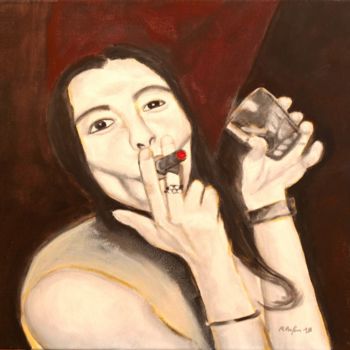 Pintura intitulada "La femme au cigare" por Raymond Lafon, Obras de arte originais, Acrílico