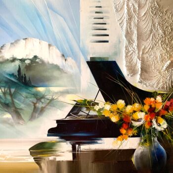 Painting titled "Un piano en Provence" by Raymond Poulet, Original Artwork, Oil