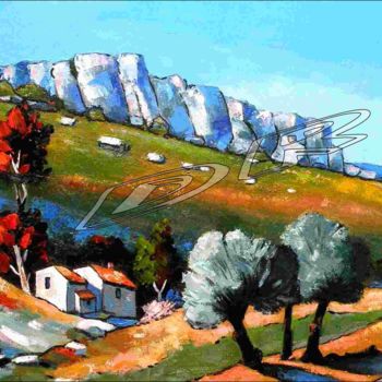 Malarstwo zatytułowany „les Alpilles” autorstwa Raymond Debout, Oryginalna praca, Olej