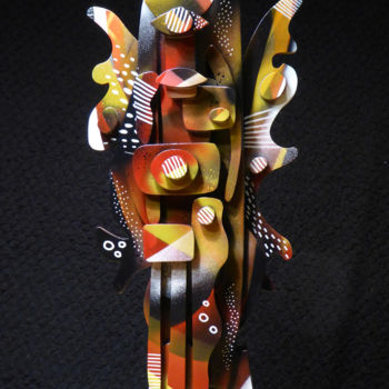 Sculptuur getiteld "Surf Totem" door Thierry Corpet (Raymond X), Origineel Kunstwerk, Hout