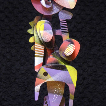 "Tiny Totem 2" başlıklı Heykel Thierry Corpet (Raymond X) tarafından, Orijinal sanat, Ahşap