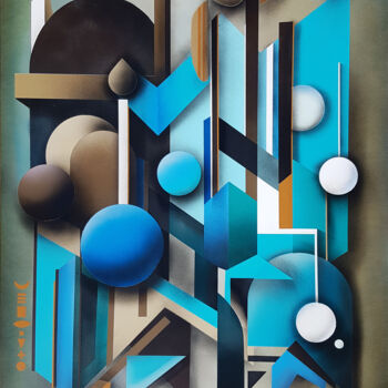 Painting titled "Urban Bohemia" by Thierry Corpet (Raymond X), Original Artwork, Spray paint Mounted on Wood Stretcher frame