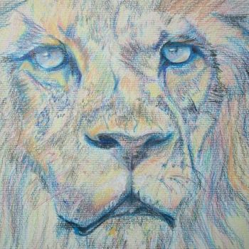 Painting titled "Lion Study" by Raymond Doward, Original Artwork, Oil