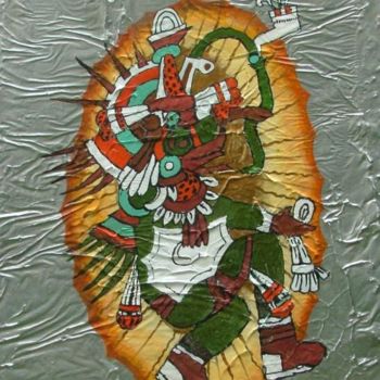 Pittura intitolato "Quetzalcoatl Eclips…" da Raymundo Garza, Opera d'arte originale, Olio