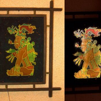 Malerei mit dem Titel "Maya maise god" von Rayo Cazar, Original-Kunstwerk, Andere