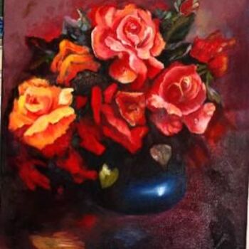 Painting titled "Roses" by Rayray, Original Artwork, Oil