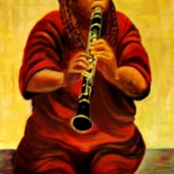 Painting titled "Cuban clarinet play…" by Rayray, Original Artwork, Oil
