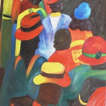 Pintura intitulada "Going to a Jazz con…" por Rayray, Obras de arte originais, Óleo