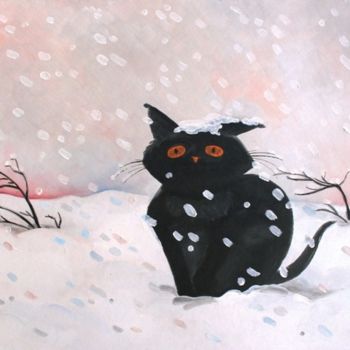 Painting titled "First snow" by Victoria Raznatovskaya, Original Artwork