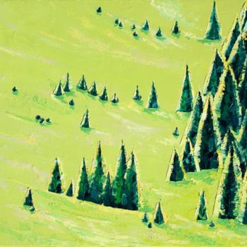 Painting titled "Spruce" by Victoria Raznatovskaya, Original Artwork, Oil