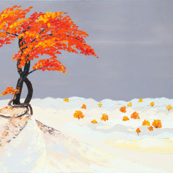 Painting titled "Fall in the desert" by Victoria Raznatovskaya, Original Artwork, Oil