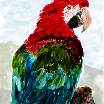 Digital Arts titled "Ara macao" by Rc Digipainter436, Original Artwork, Digital Painting
