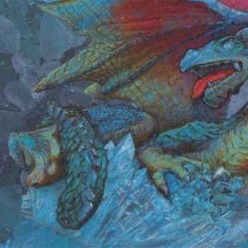 Pittura intitolato ""I Dragon"" da Robert C Maize, Opera d'arte originale