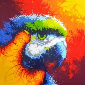 Картина под названием "Parrot" - Reba, Подлинное произведение искусства, Акрил Установлен на Деревянная панель
