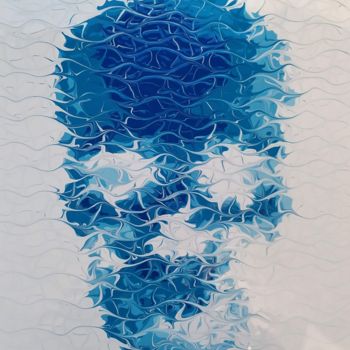 Painting titled "Skull Ice" by Reba, Original Artwork, Acrylic Mounted on Wood Stretcher frame