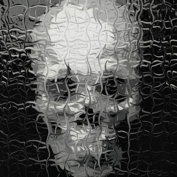 绘画 标题为“Skull Black & White” 由Reba, 原创艺术品, 丙烯 安装在木质担架架上