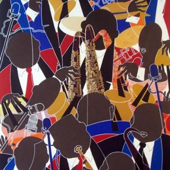 Painting titled "JAZZ BAND" by Fathi, Original Artwork, Oil