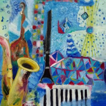 Painting titled "Musika" by Rebeca Staicu, Original Artwork, Oil