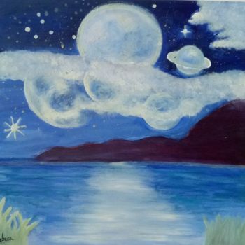 Painting titled "Starry Night" by Rebeca Staicu, Original Artwork, Oil