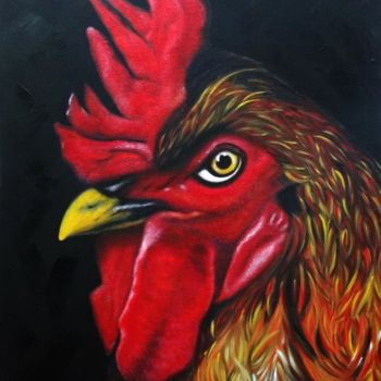 Painting titled "Rooster" by Rebeca Pinto Bottone, Original Artwork, Acrylic
