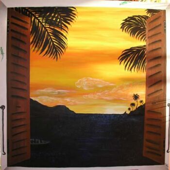 Schilderij getiteld "Sunset" door Rebecca, Origineel Kunstwerk