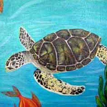 Painting titled "Turtle" by Rebecca, Original Artwork, Acrylic