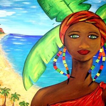 Pintura titulada "Coconut beach" por Rebecca, Obra de arte original