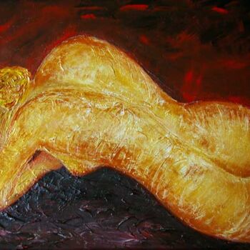 Painting titled "Gracefully stretche…" by Rebecca, Original Artwork, Oil
