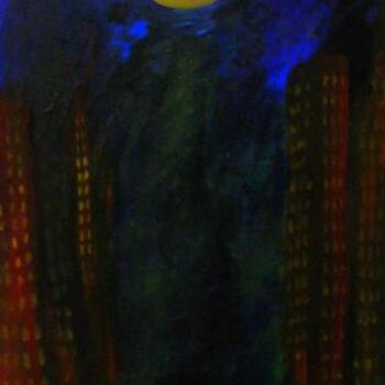 Painting titled "Moon while driving" by Rebecca Both, Original Artwork, Other
