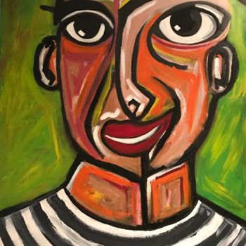 Painting titled "HELLO 2 PICASSO" by Rebecca Hirtes, Original Artwork, Acrylic