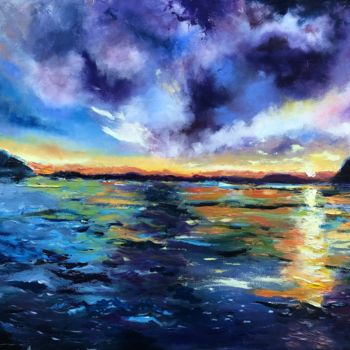 Painting titled "Sunset" by Rebecca Raïc Soria, Original Artwork, Oil