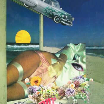 Collages titulada "SABLE CHAUD ET MÉTA…" por Rebecca Touati, Obra de arte original, Collages
