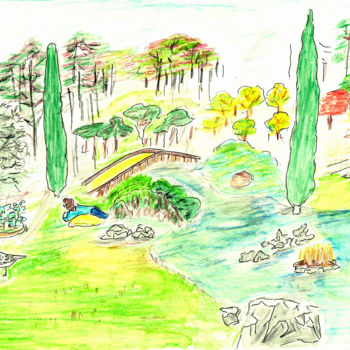 Dibujo titulada "parc-tete-dor.jpg" por Rebecca Behar, Obra de arte original, Otro