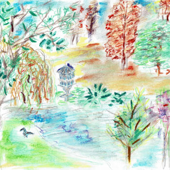 Painting titled "arbres.jpg" by Rebecca Behar, Original Artwork, Pastel