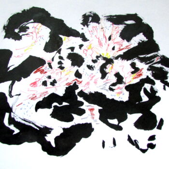 Рисунок под названием "Encre et couleur" - Rebecca Behar, Подлинное произведение искусства, Чернила