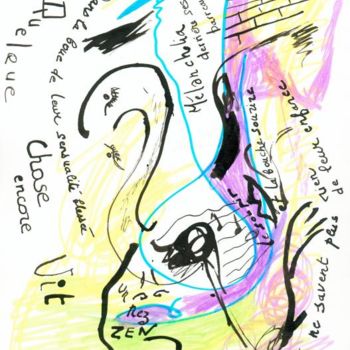 Рисунок под названием "Calligramme" - Rebecca Behar, Подлинное произведение искусства