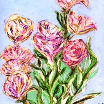 Σχέδιο με τίτλο "Tulipes" από Rebecca Behar, Αυθεντικά έργα τέχνης
