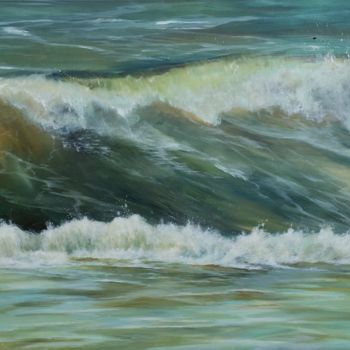 Painting titled "Die perfekte Welle" by Rebecca Henkel, Original Artwork, Oil