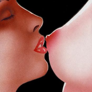 Drawing titled "Baiser" by Gilles Rousselot-Vigier, Original Artwork