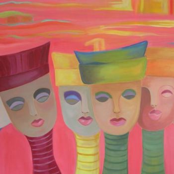 Pintura titulada "Entre mujeres" por Rosario Rebull, Obra de arte original, Oleo