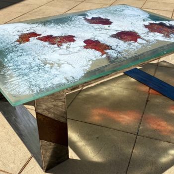 Design intitulée "table basse Métal V…" par Recyclage Design - Réanimateur D'Objets , Œuvre d'art originale, Meuble