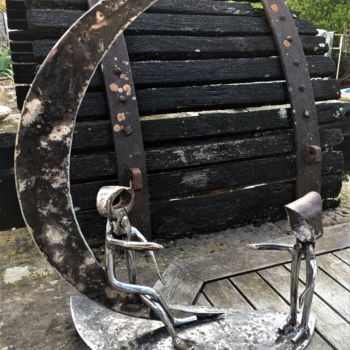 Sculpture intitulée "Discussion de rêveu…" par Recyclage Design - Réanimateur D'Objets , Œuvre d'art originale, Métaux
