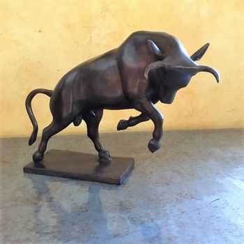 Sculpture intitulée "Taureau 1" par Recyclage Design - Réanimateur D'Objets , Œuvre d'art originale, Bronze