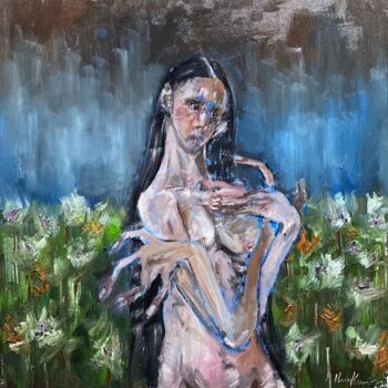 Картина под названием "Elle" - Reda Kanzaoui, Подлинное произведение искусства, Масло Установлен на Деревянная рама для носи…