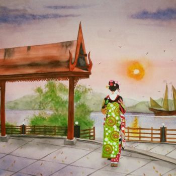 「Jap Thailand#3anese…」というタイトルの絵画 Toshiyuki Suzukiによって, オリジナルのアートワーク, 水彩画
